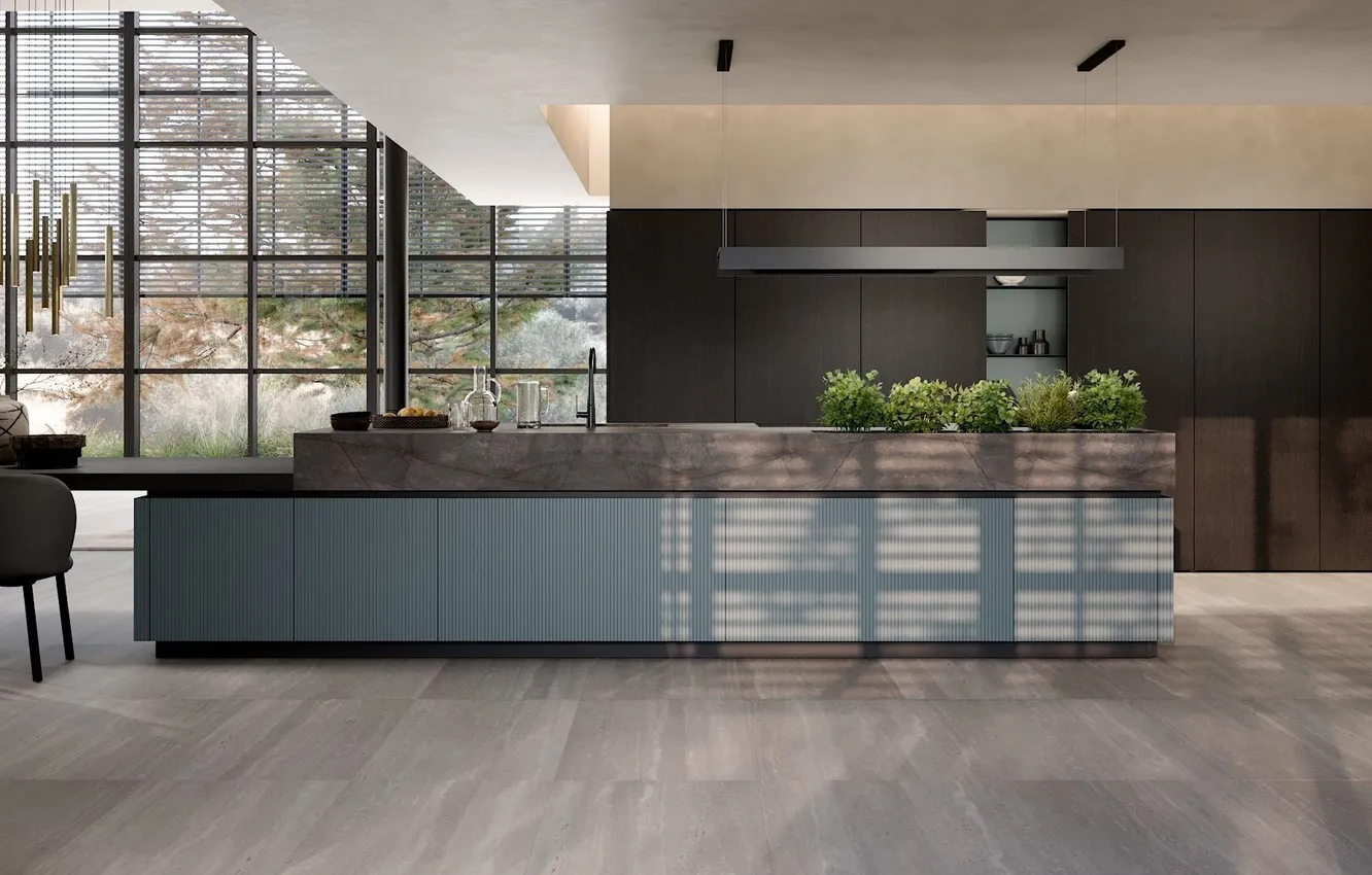 Photo wallpaper style, Villa, interior, Italy, kitchen, dining room, dining area, Italian design