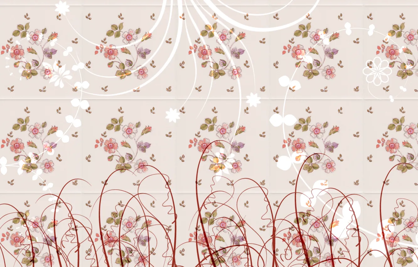 Photo wallpaper flowers, background, pattern, texture, decoration