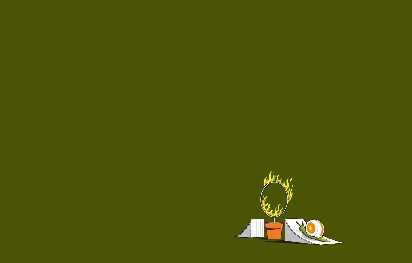 Photo wallpaper green, background, flame, Wallpaper, snail, the situation, minimalism, art