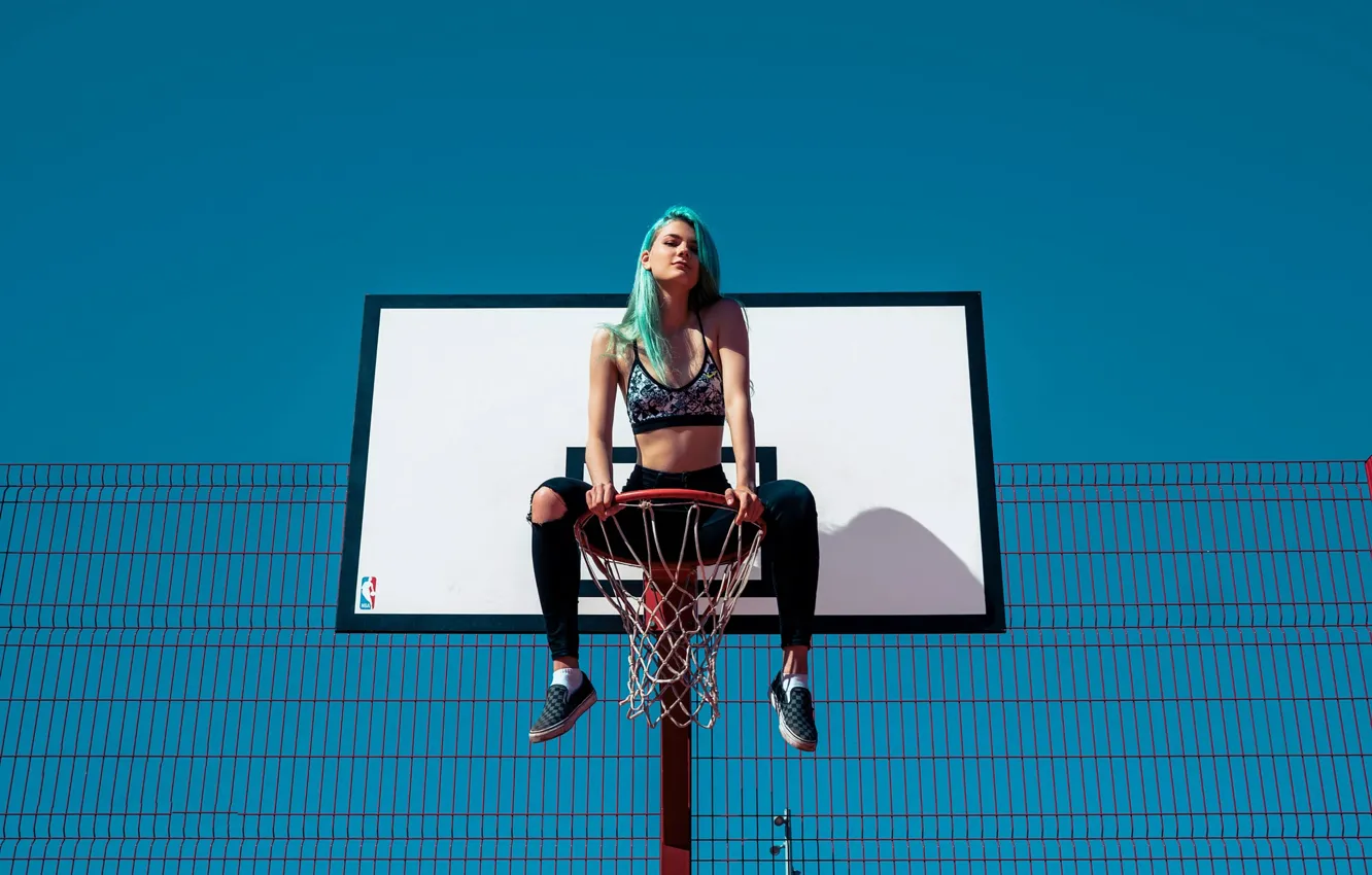 Photo wallpaper girl, ring, shield, basketball, Daria Klepikova