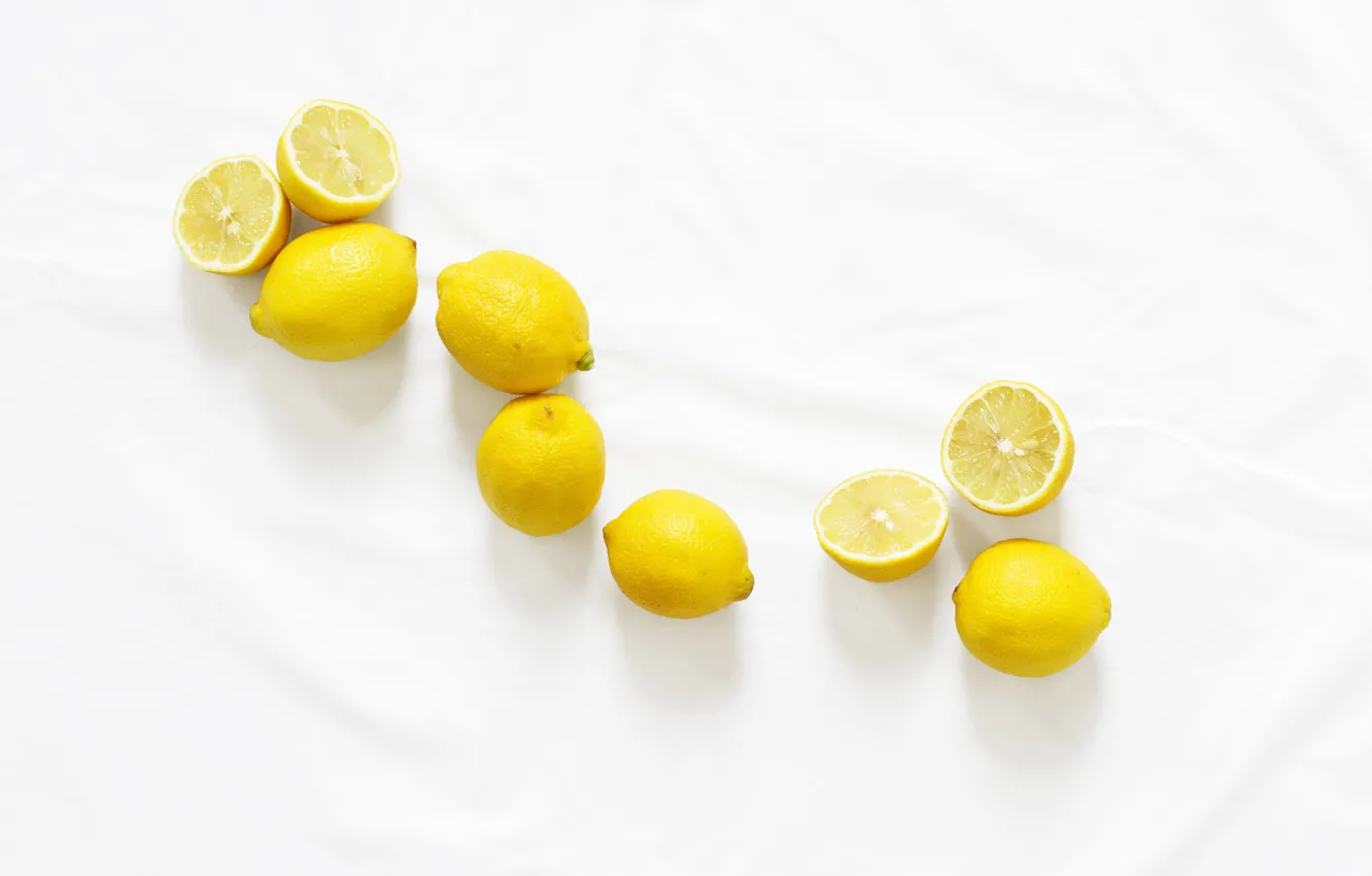 Photo wallpaper white background, lemons, citrus, lemons, white background, citrus fruits