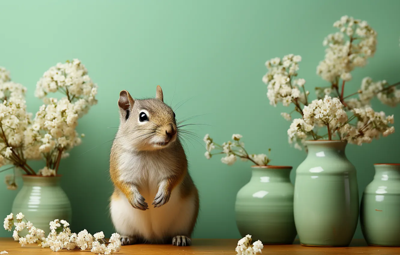 Photo wallpaper flowers, grey, protein, AI art, neural network