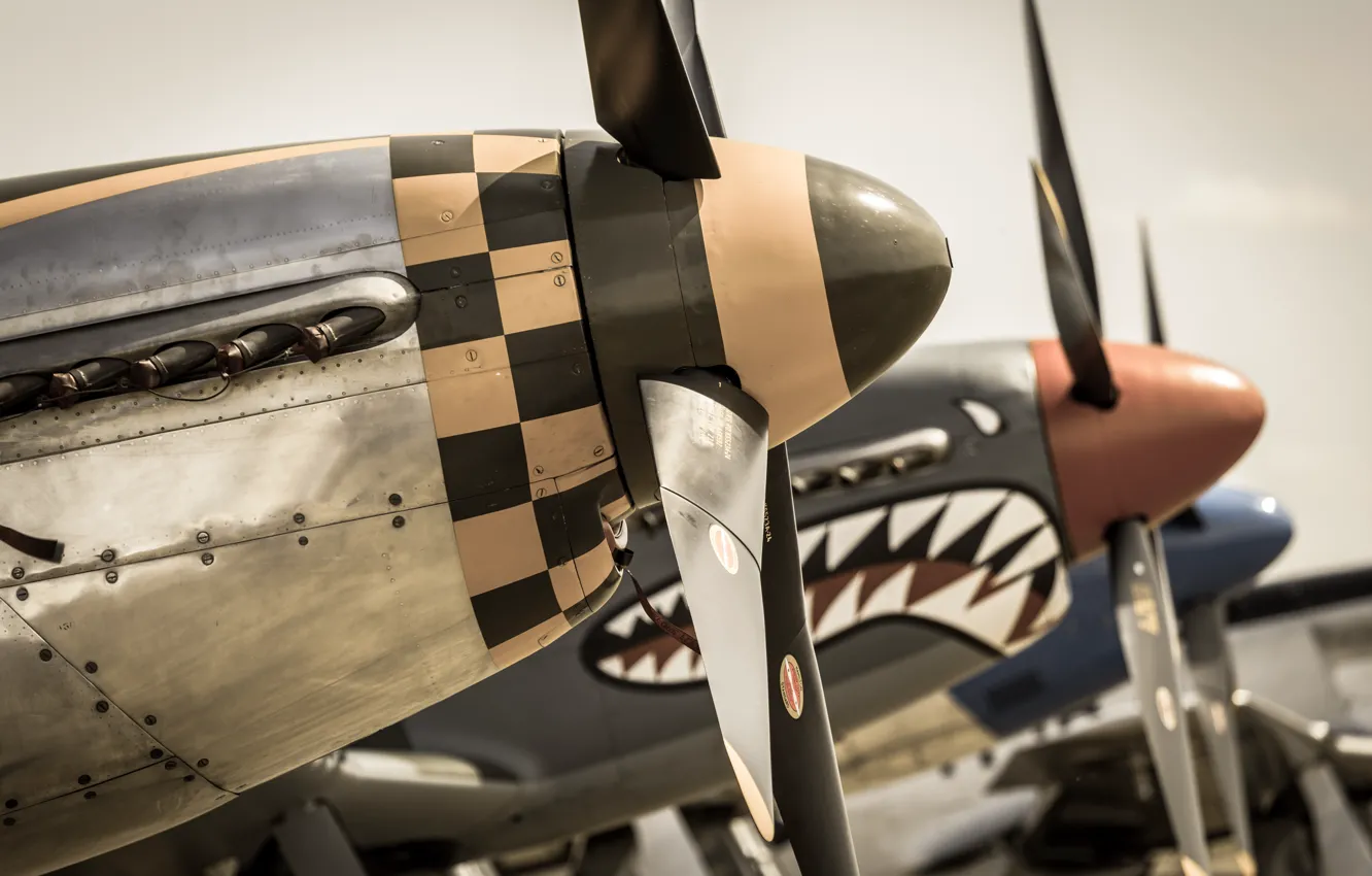 Photo wallpaper aviation, fighter, propeller, the airfield