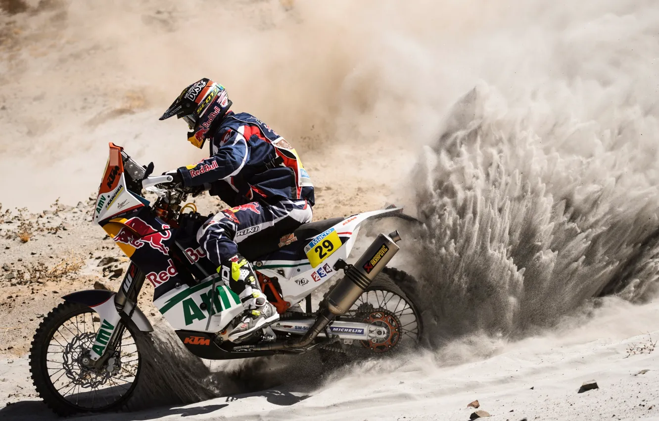 Photo wallpaper Sand, Sport, Motorcycle, Racer, Red Bull, Dakar, Two wheels