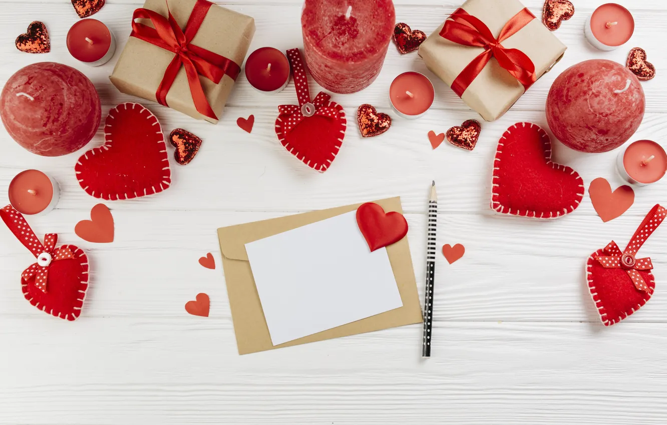 Photo wallpaper holiday, gift, hearts, love, Valentine, heart, decor, gift