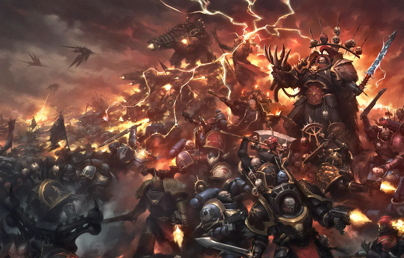 Photo wallpaper artwork, ultramarines, Warhammer 40 000, Black Legion, chaos space marines, Abaddon the Despoiler, Imperium Nihilus: …