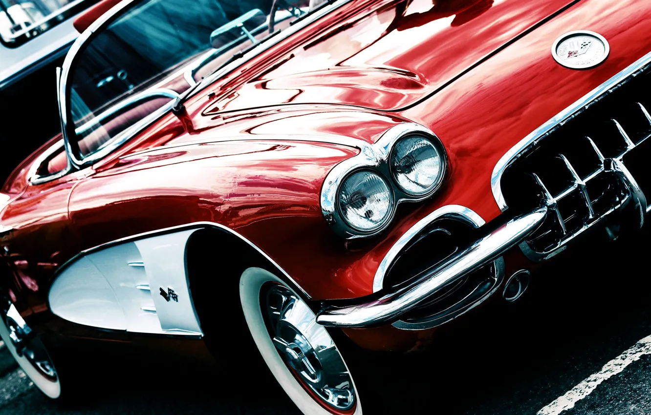 Photo wallpaper red, Corvette, convertible, 1959 Chevrolet Corvette C1