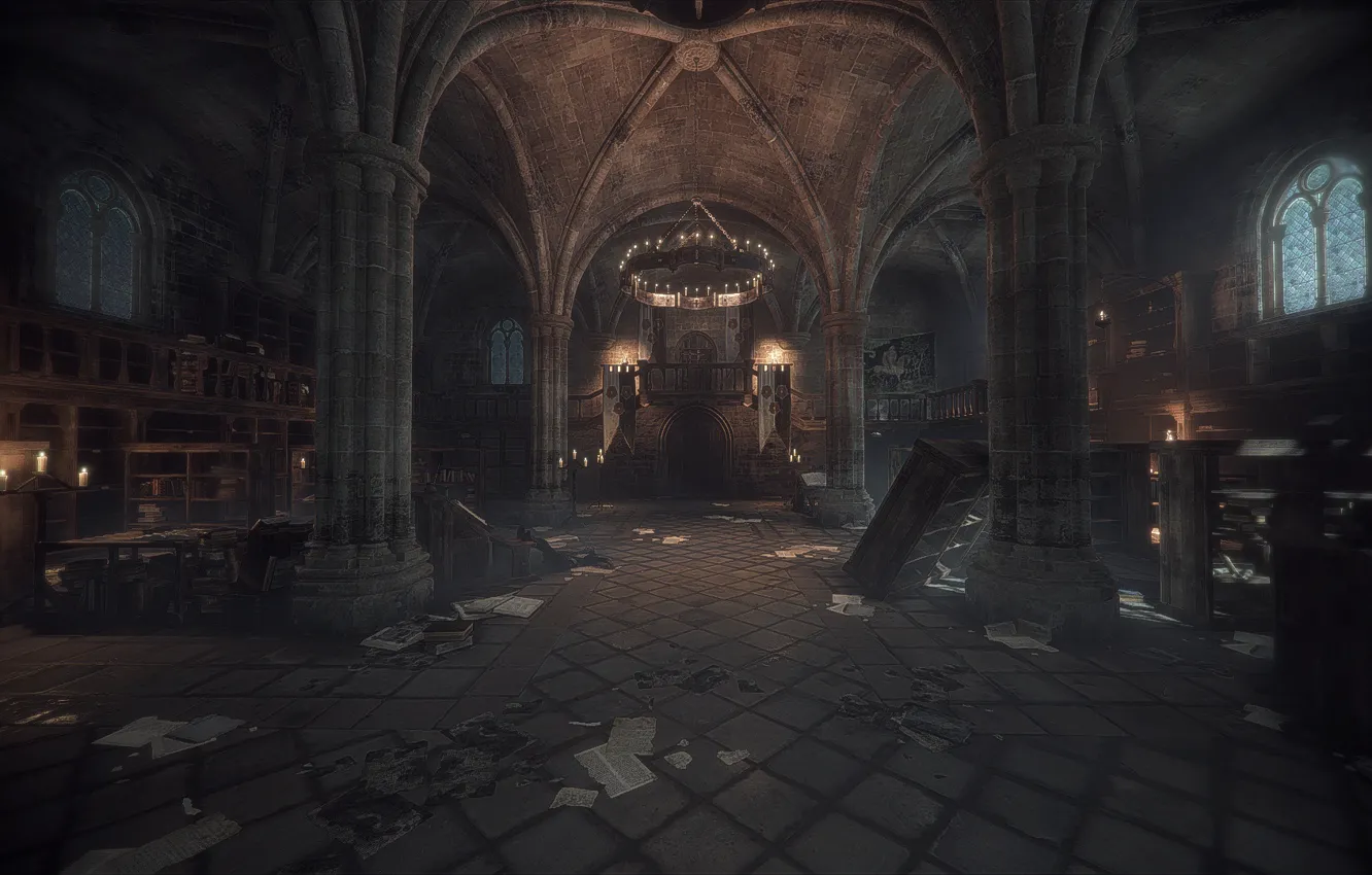 Photo wallpaper interior, library, a plague tale: innocence