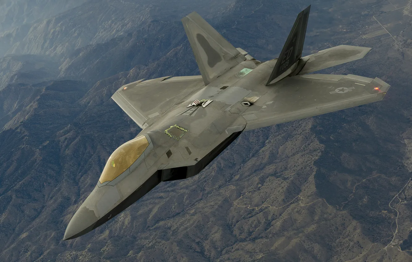 Photo wallpaper flight, fighter, F-22, Raptor, multipurpose