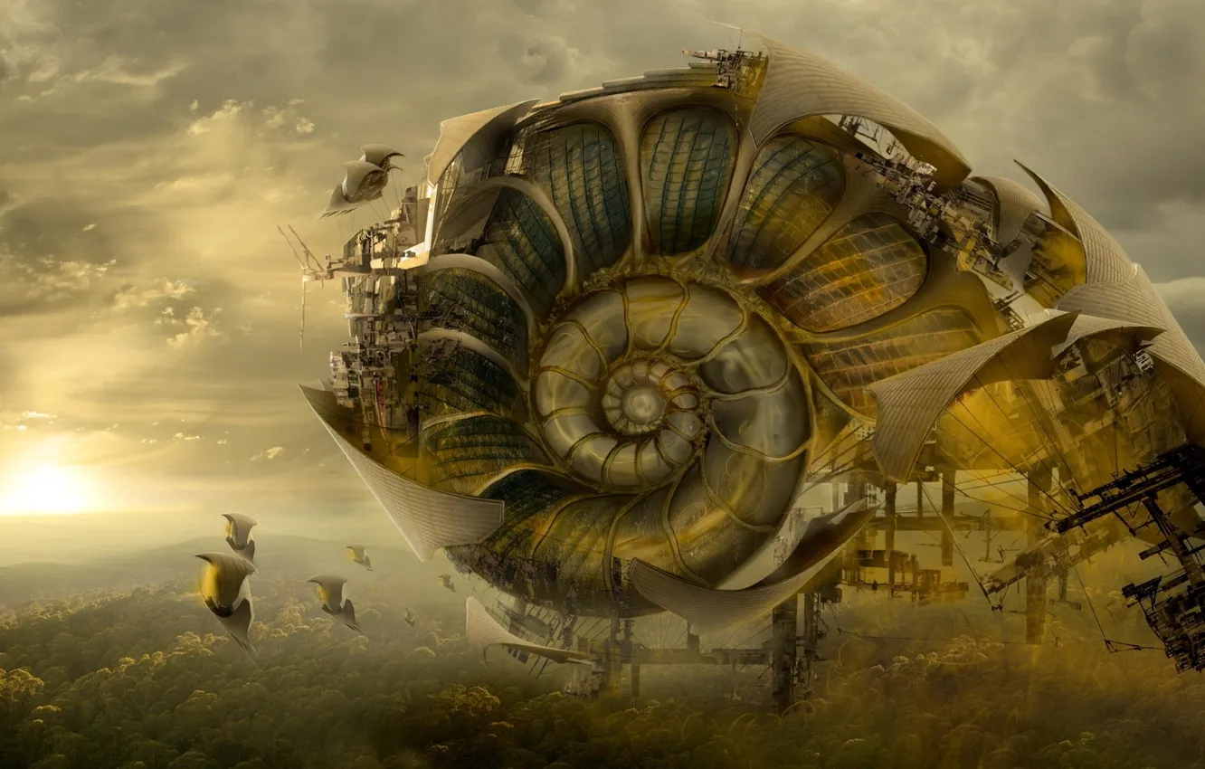 Photo wallpaper the sky, the city, sink, day