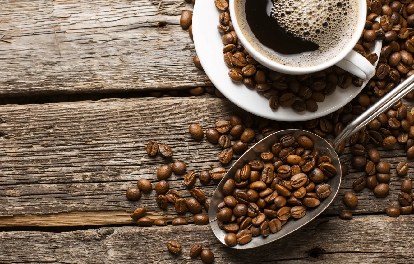Photo wallpaper cup, liquid, coffee, coffee beans