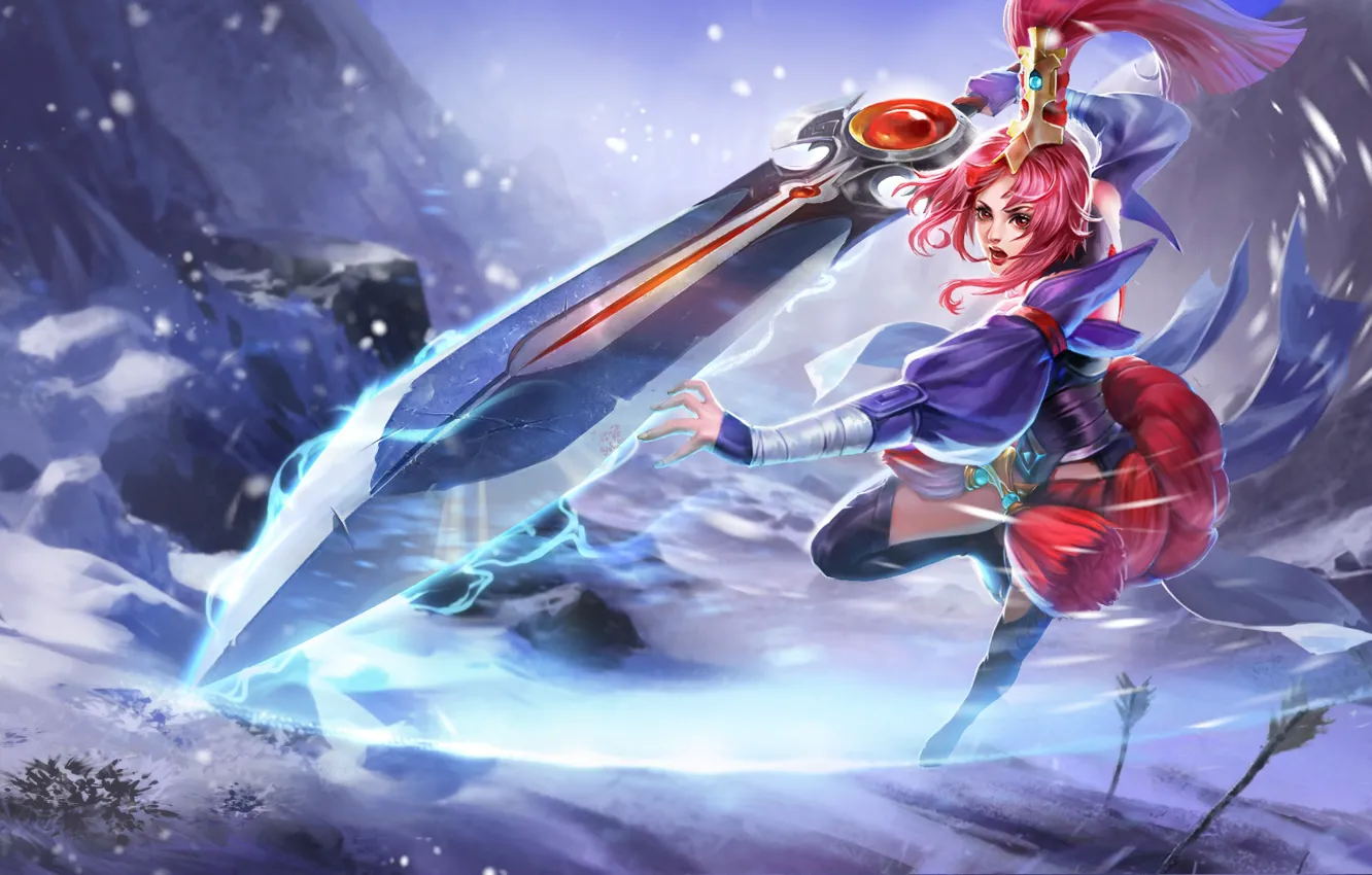 Photo wallpaper girl, movement, the game, sword, King of Glory