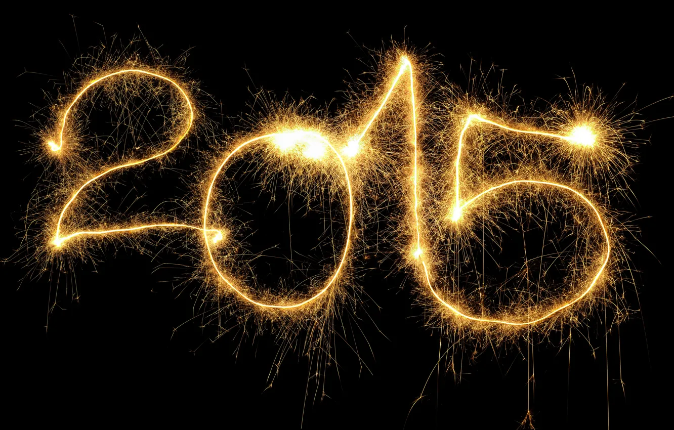Photo wallpaper New Year, golden, New Year, fireworks, Happy, 2015