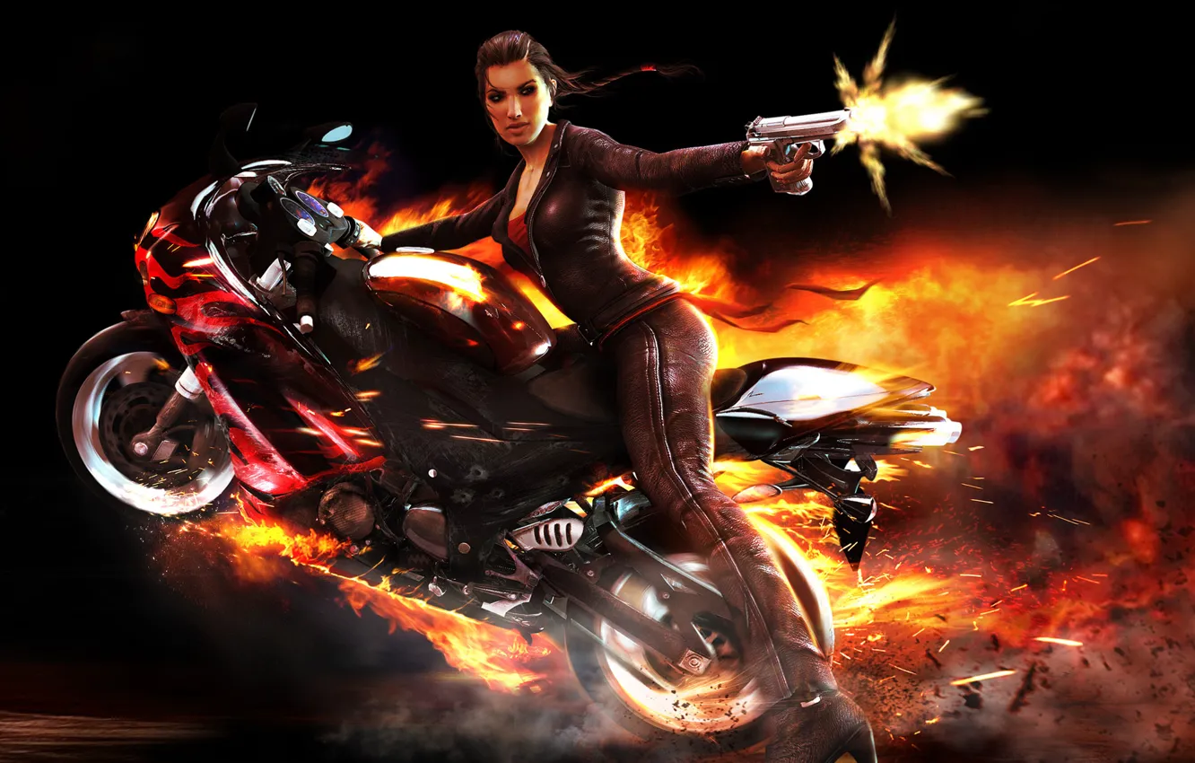 Photo wallpaper motorcycle, shooting, the wheelman