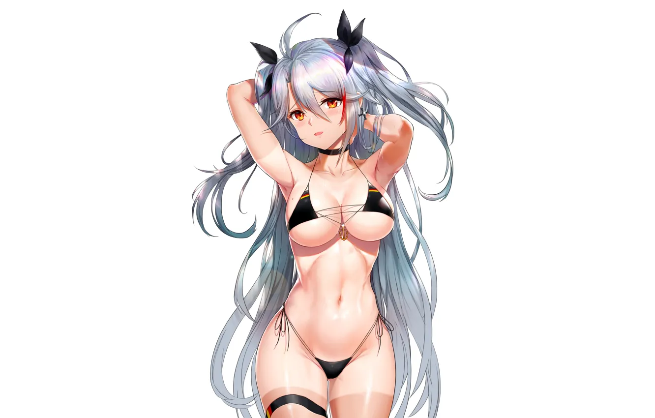 Photo wallpaper girl, sexy, cleavage, long hair, boobs, anime, beautiful, twintails