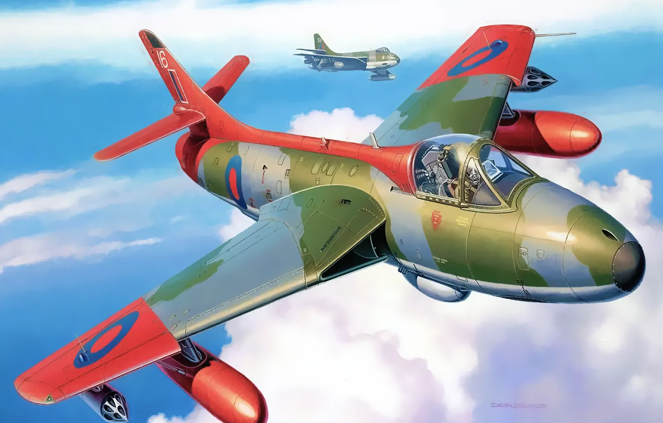 Photo wallpaper aircraft, war, airplane, aviation, dogfight, hawker hunter