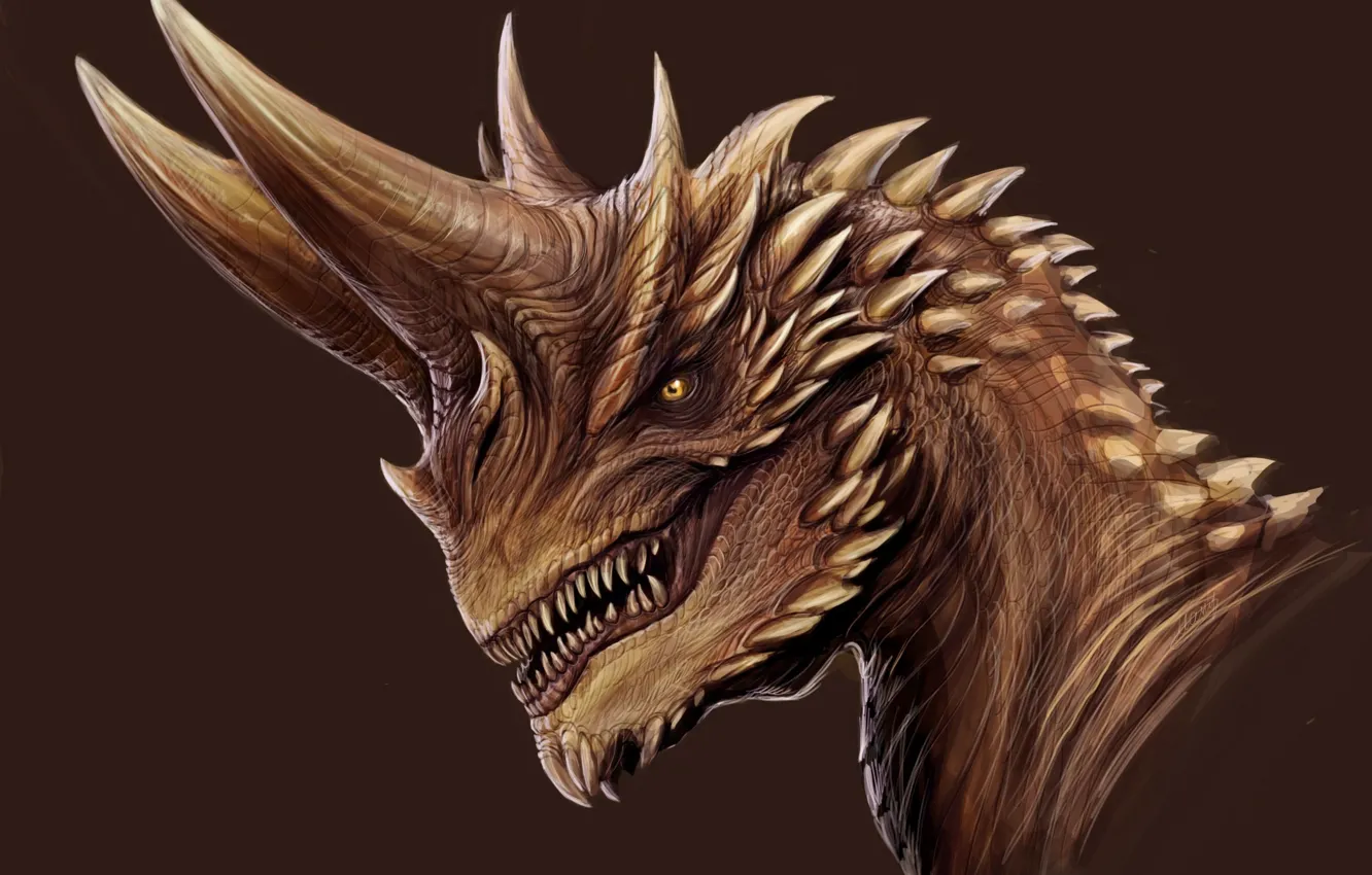 Photo wallpaper dragon, fangs, horns