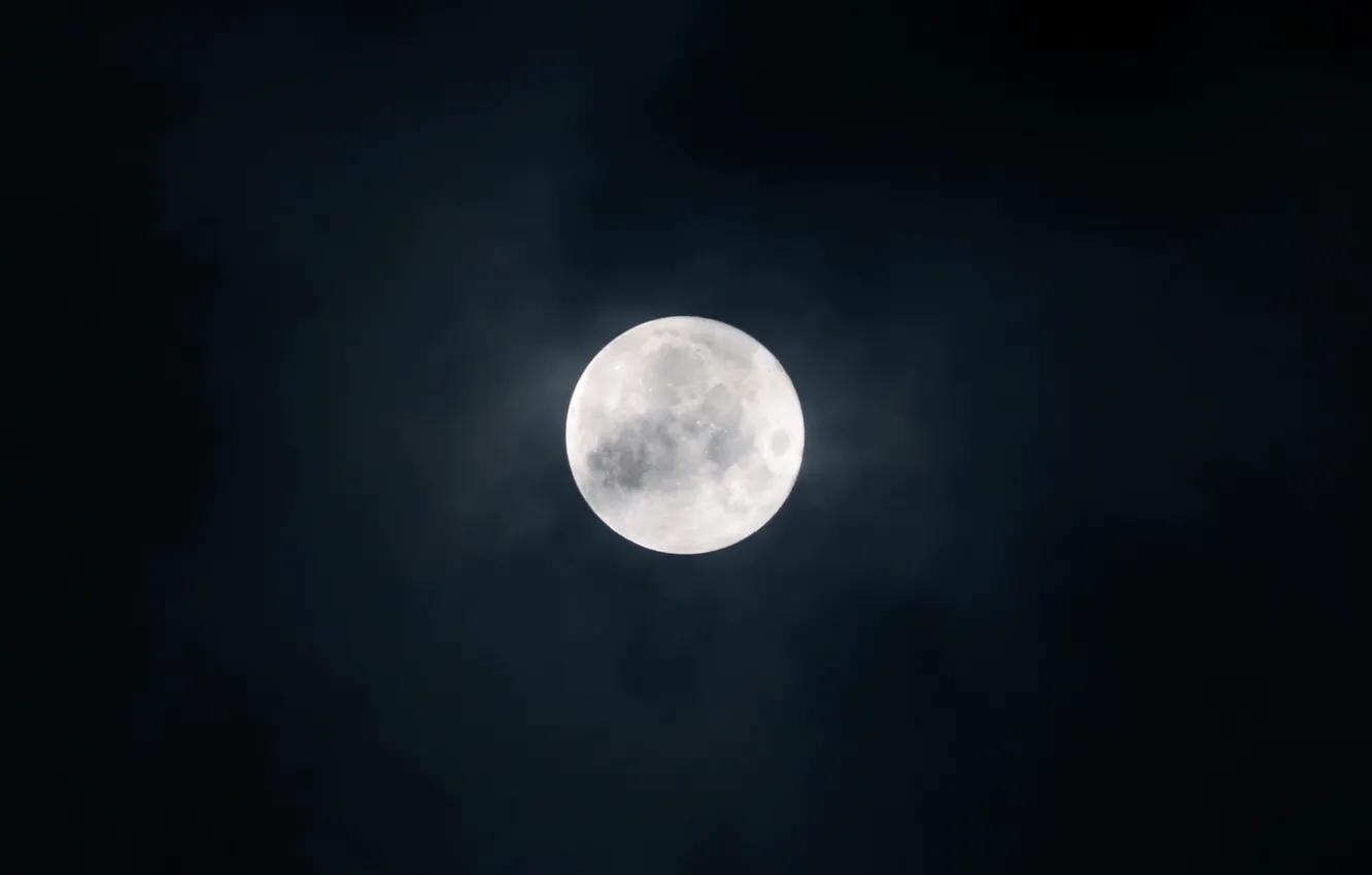 Photo wallpaper moon, night sky, cloudy sky, full moon