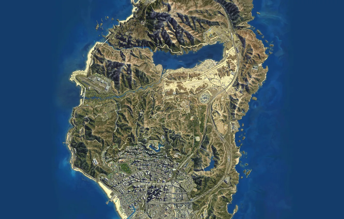 Photo wallpaper Rockstar, Map, Grand Theft Auto V, GTA V