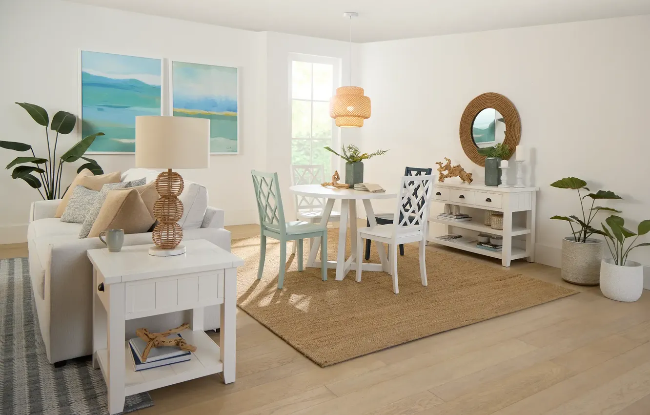 Photo wallpaper design, style, interior, living room, dining room, Hallmarks of the Seaside Style, EDGAR