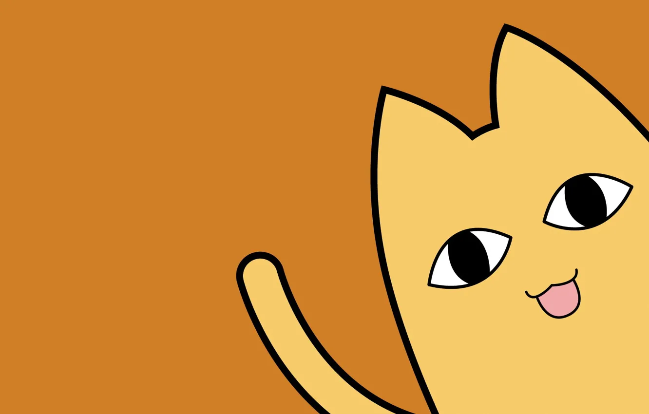 Photo wallpaper yellow, cat, ears, drawn