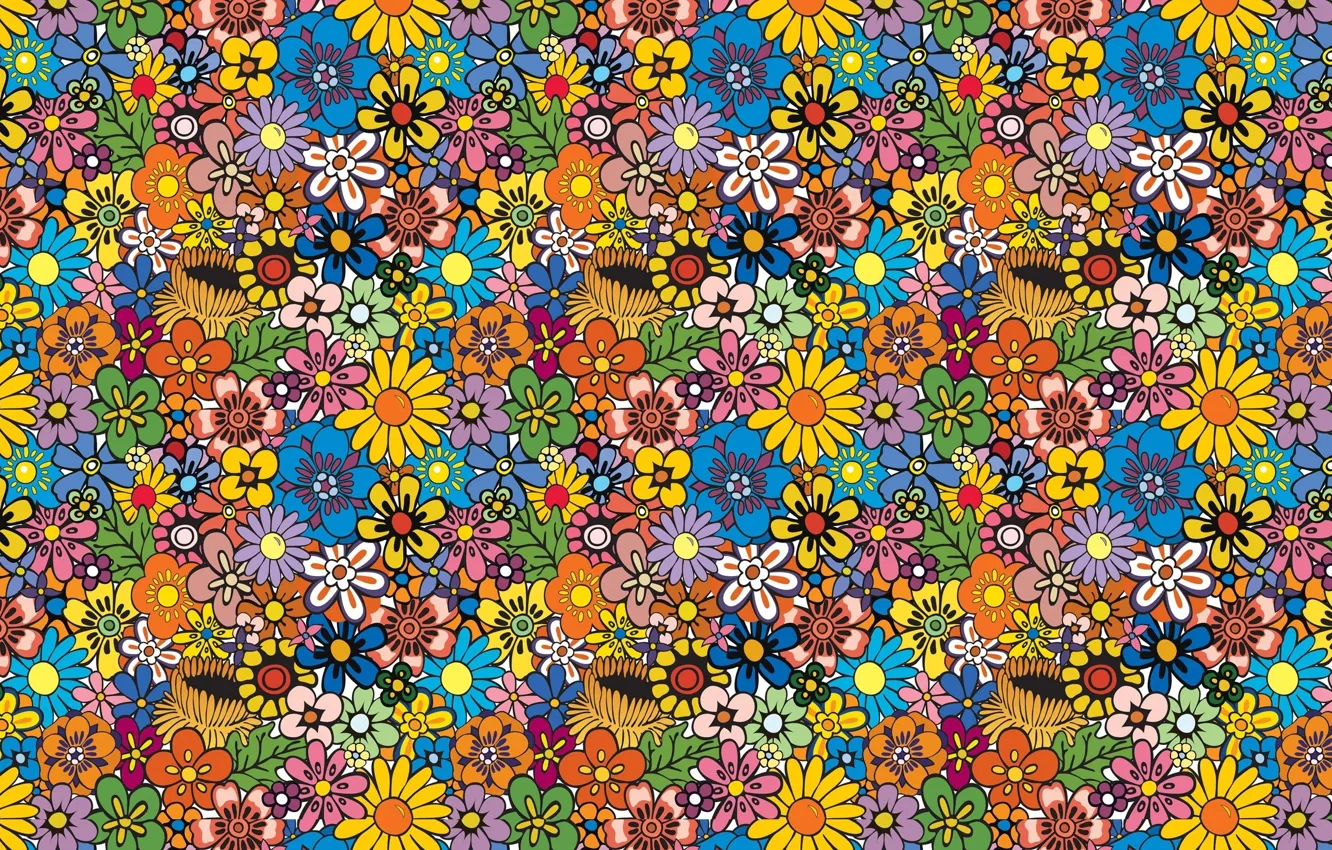 Photo wallpaper flowers, background, Wallpaper, figure, chamomile, texture, different, a lot