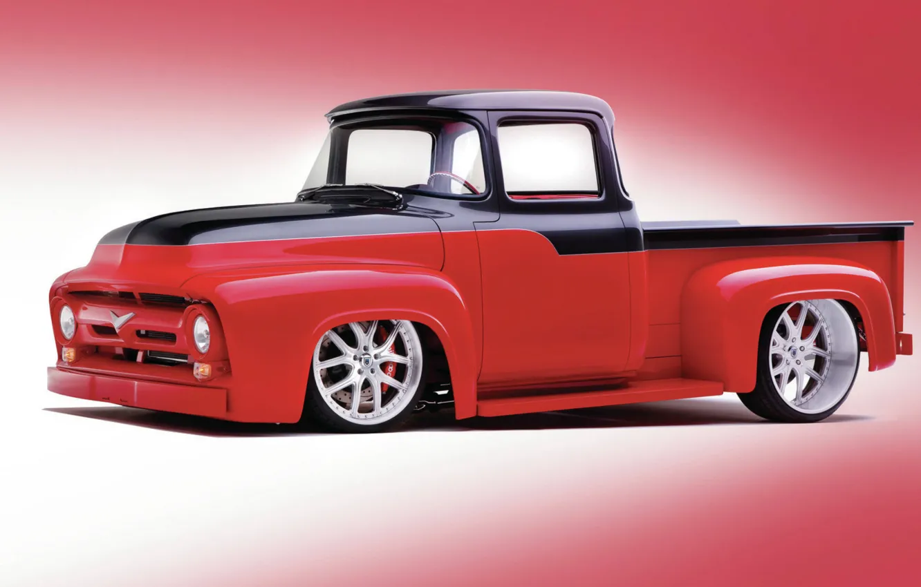 Photo wallpaper red, black, Classic, truck, F 100