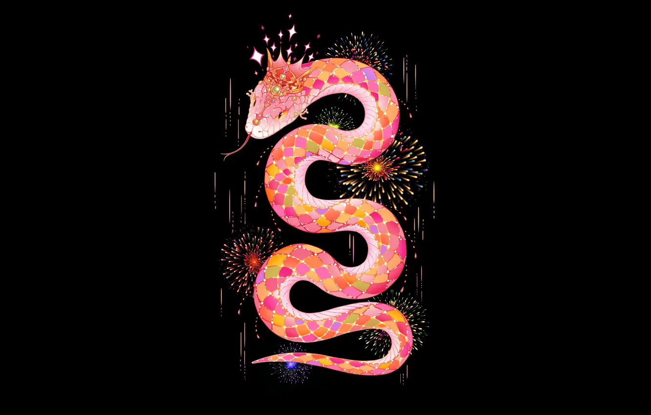 Photo wallpaper holiday, new year, black background, the year of the snake, YEAR OF THE SNAKE, Chinese …