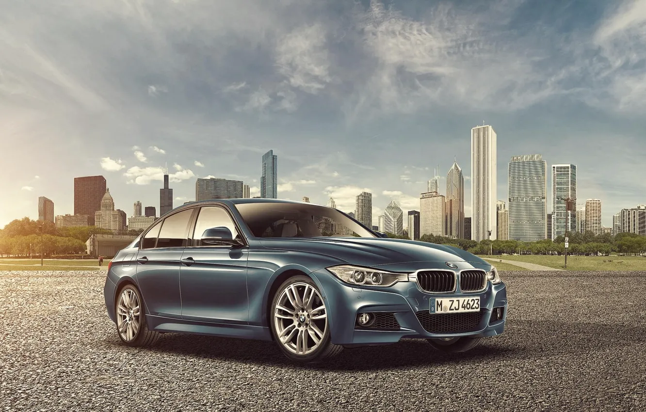 Photo wallpaper the city, BMW, BMW, skyscrapers, F30, Sedan, 3 Series, Joshua Stretched