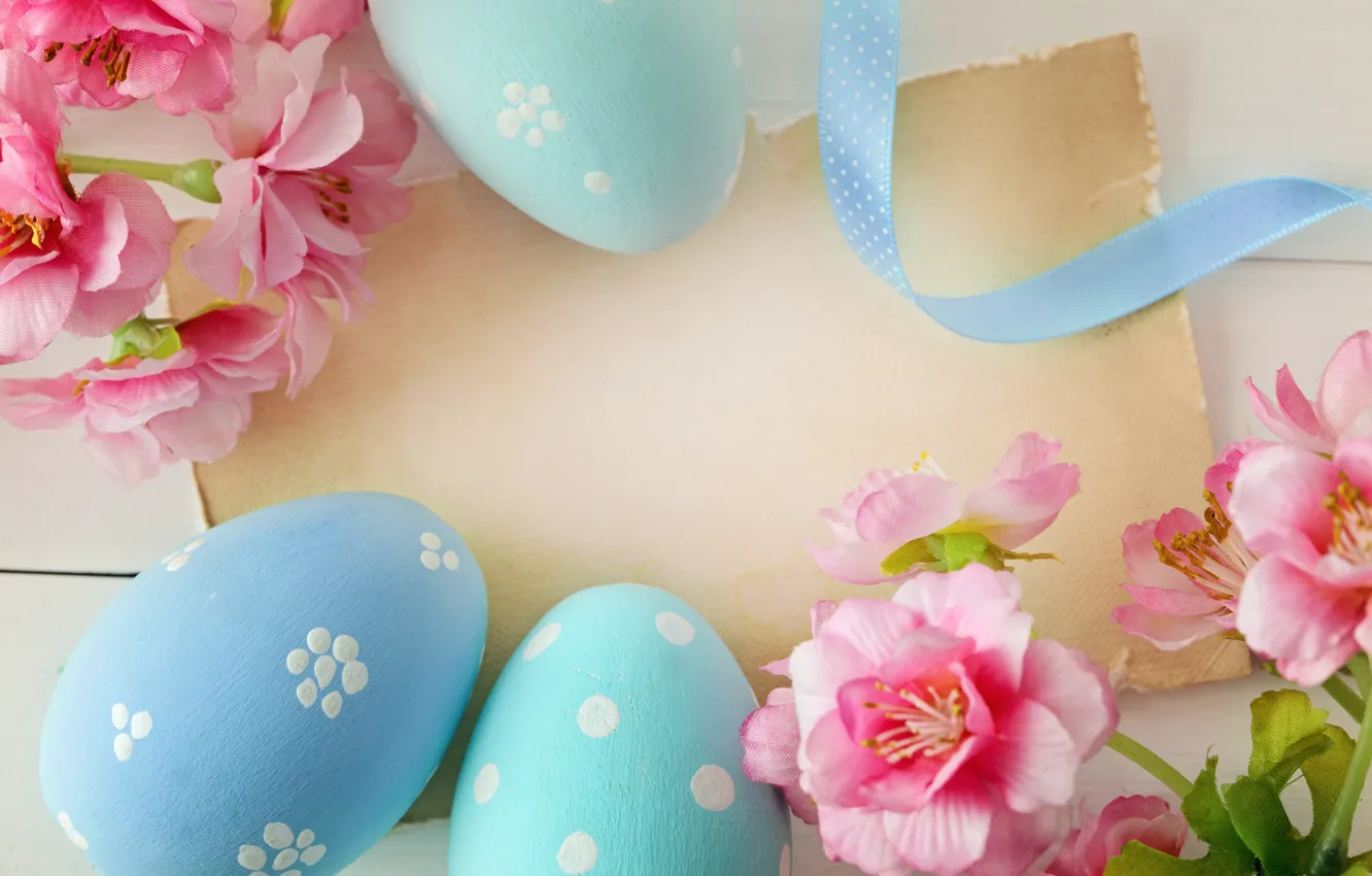 Photo wallpaper flowers, Easter, eggs dyed, wood, spring, Easter, eggs, decoration