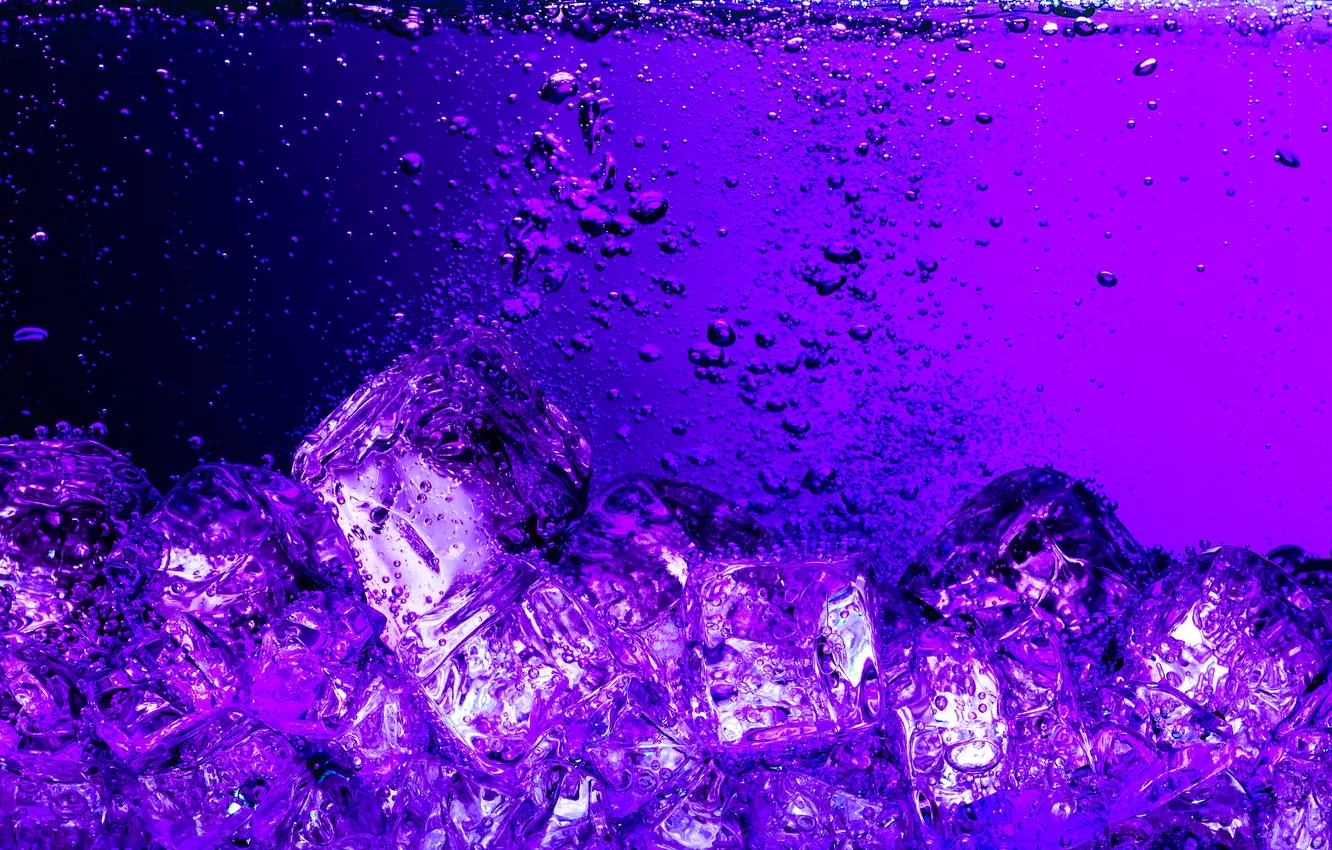 Photo wallpaper ice, water, bubbles, cubes