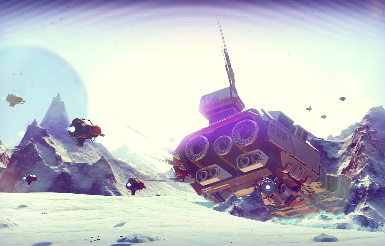 Photo wallpaper winter, snow, crush, starship, No Mans Sky, NMS, starship crash