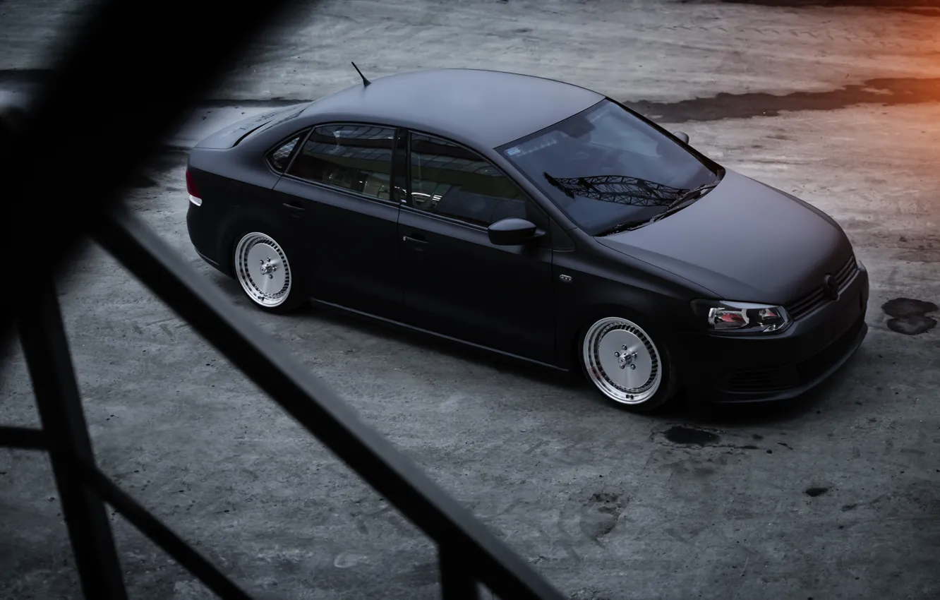 Photo wallpaper Volkswagen, stance, Polo, bagged, pneuma, ekaterinburg, airlift, polosedan
