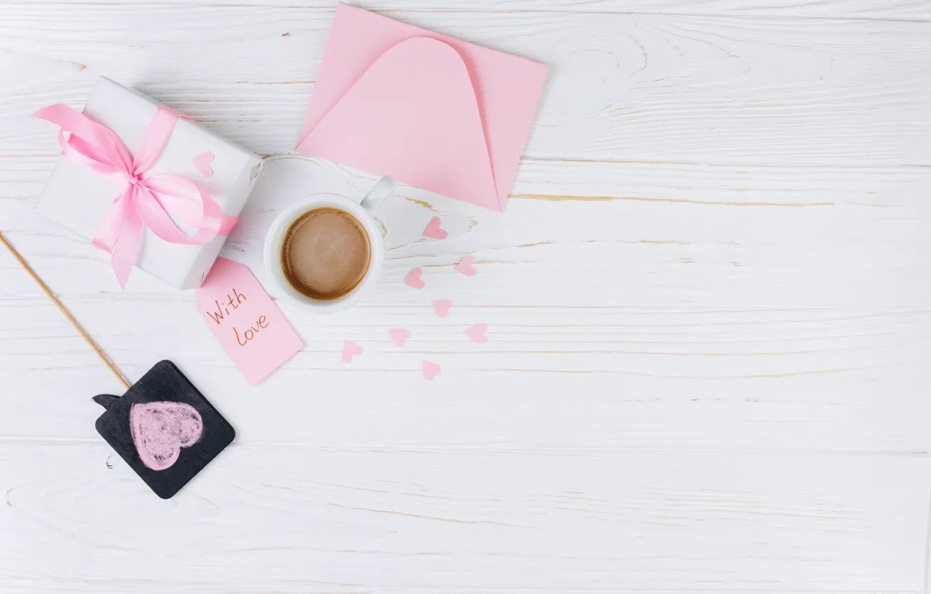 Photo wallpaper love, gift, Cup, hearts, love, heart, pink, cup