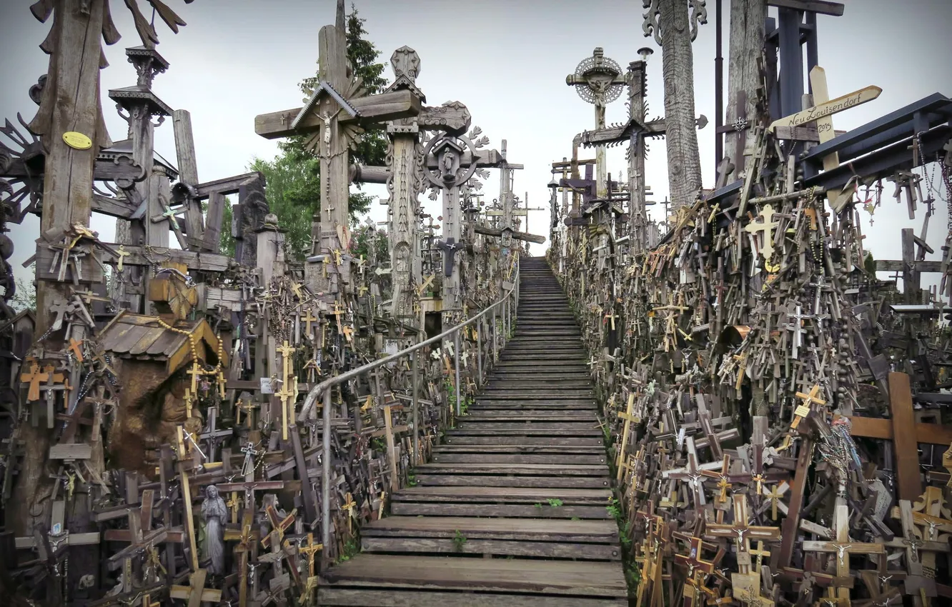 Photo wallpaper religion, Lituanie, the hill to the cross, Jurgaiciai