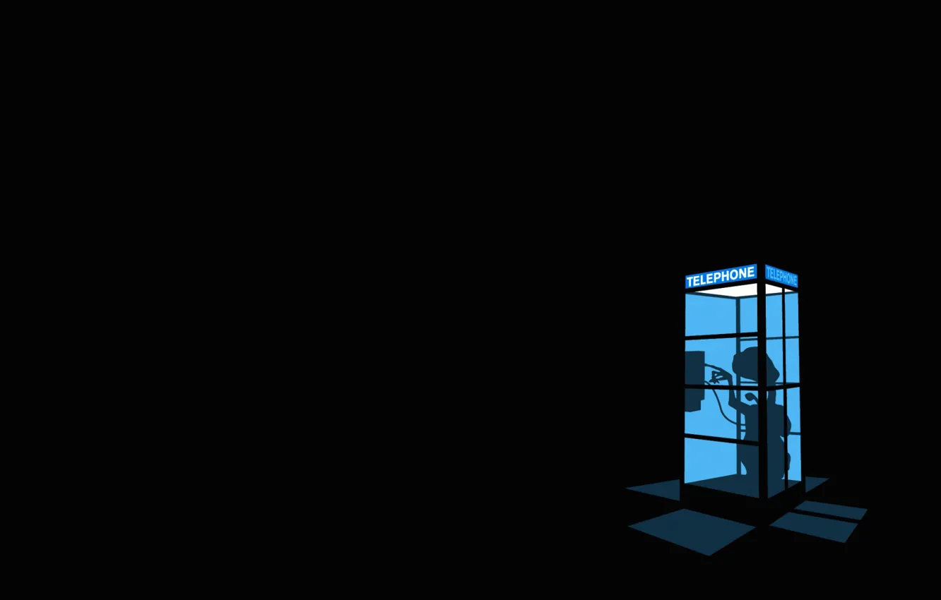Photo wallpaper fear, being, stranger, black background, phone booth, alien creature