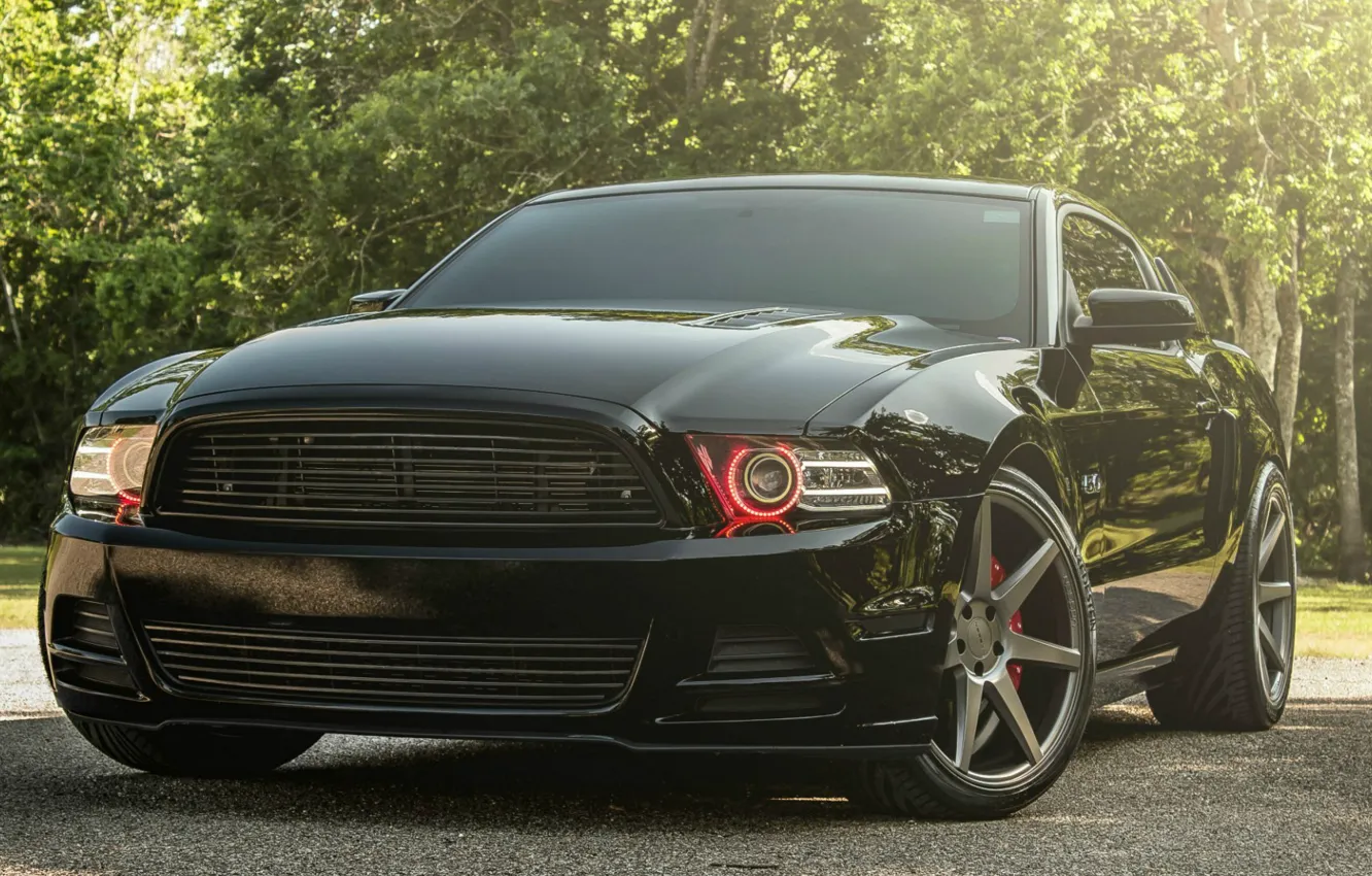 Photo wallpaper Ford, mustang, black, muscle car