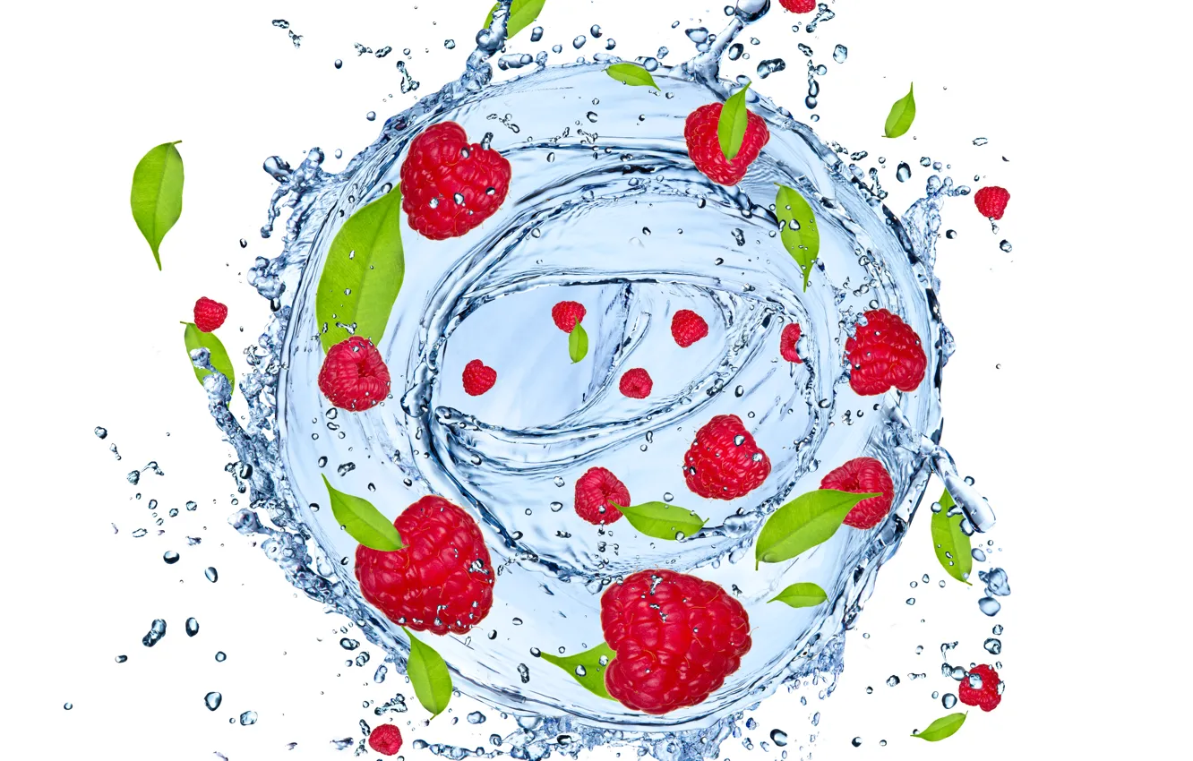 Photo wallpaper water, squirt, raspberry, fruit
