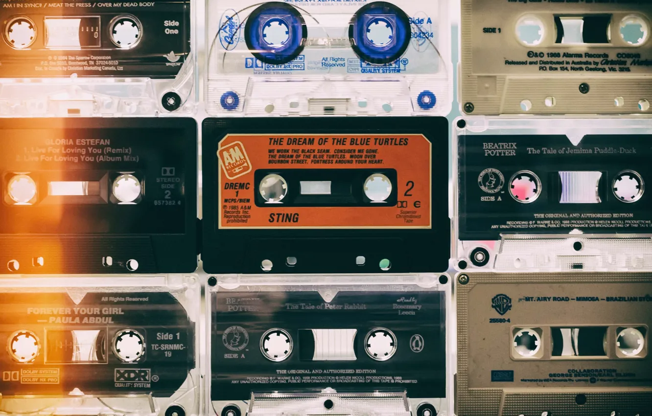 Photo wallpaper macro, background, records, cassette