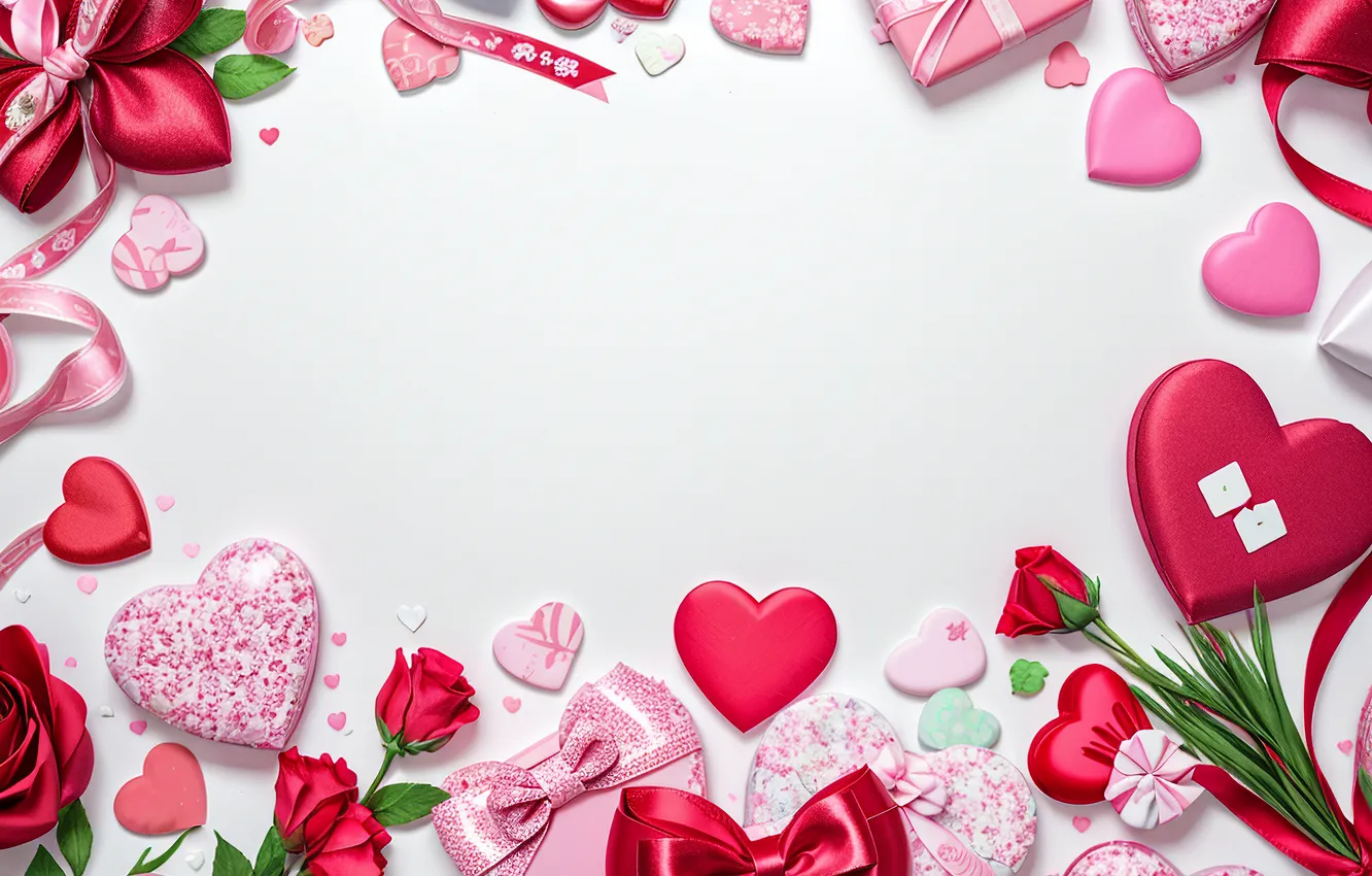 Photo wallpaper love, flowers, gift, romance, heart, roses, love, Valentine's day