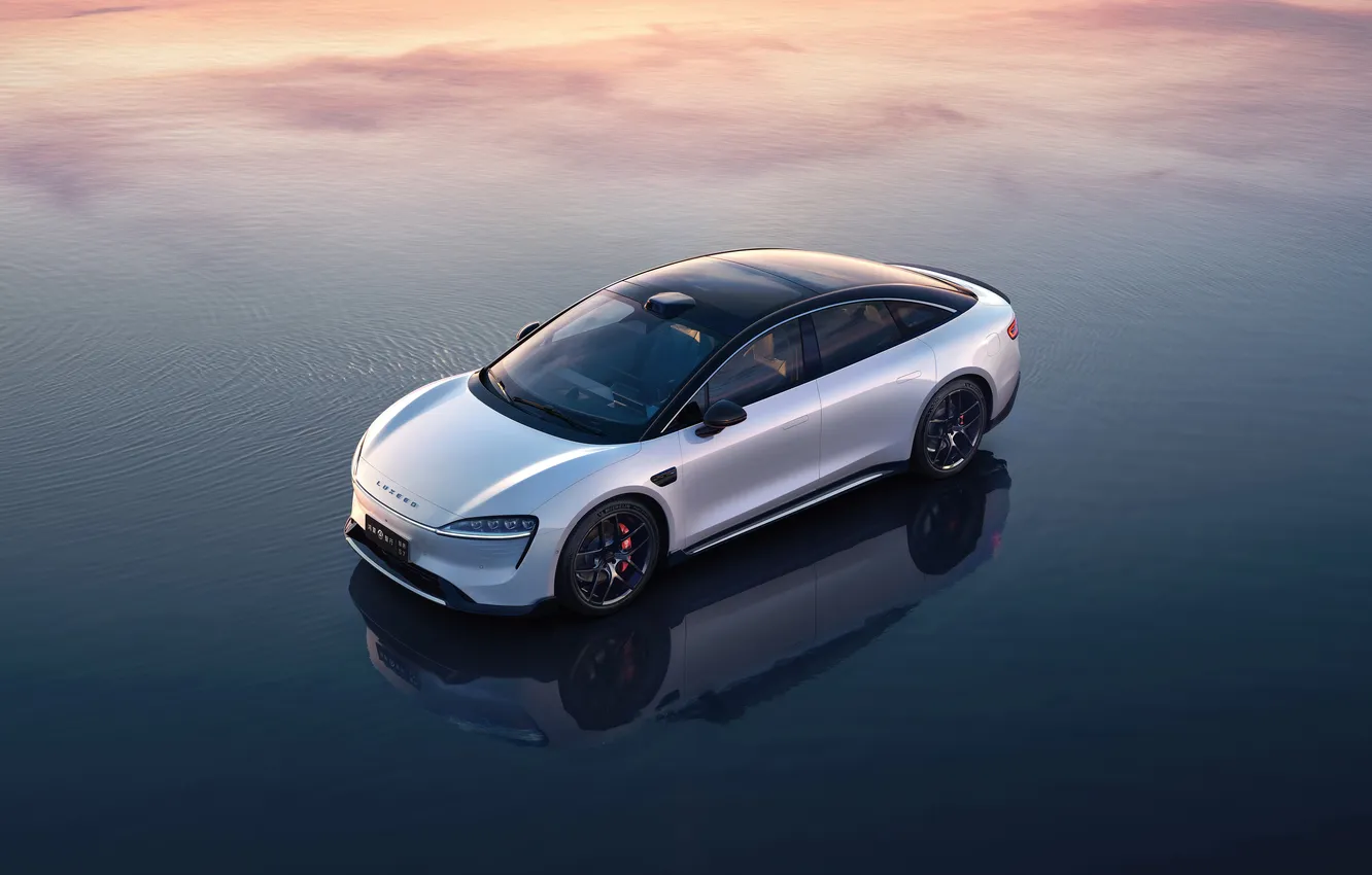 Photo wallpaper the sky, nature, purity, lake, dawn, electric, разработанный компаниями Chery и Huawei, Luxeed S7