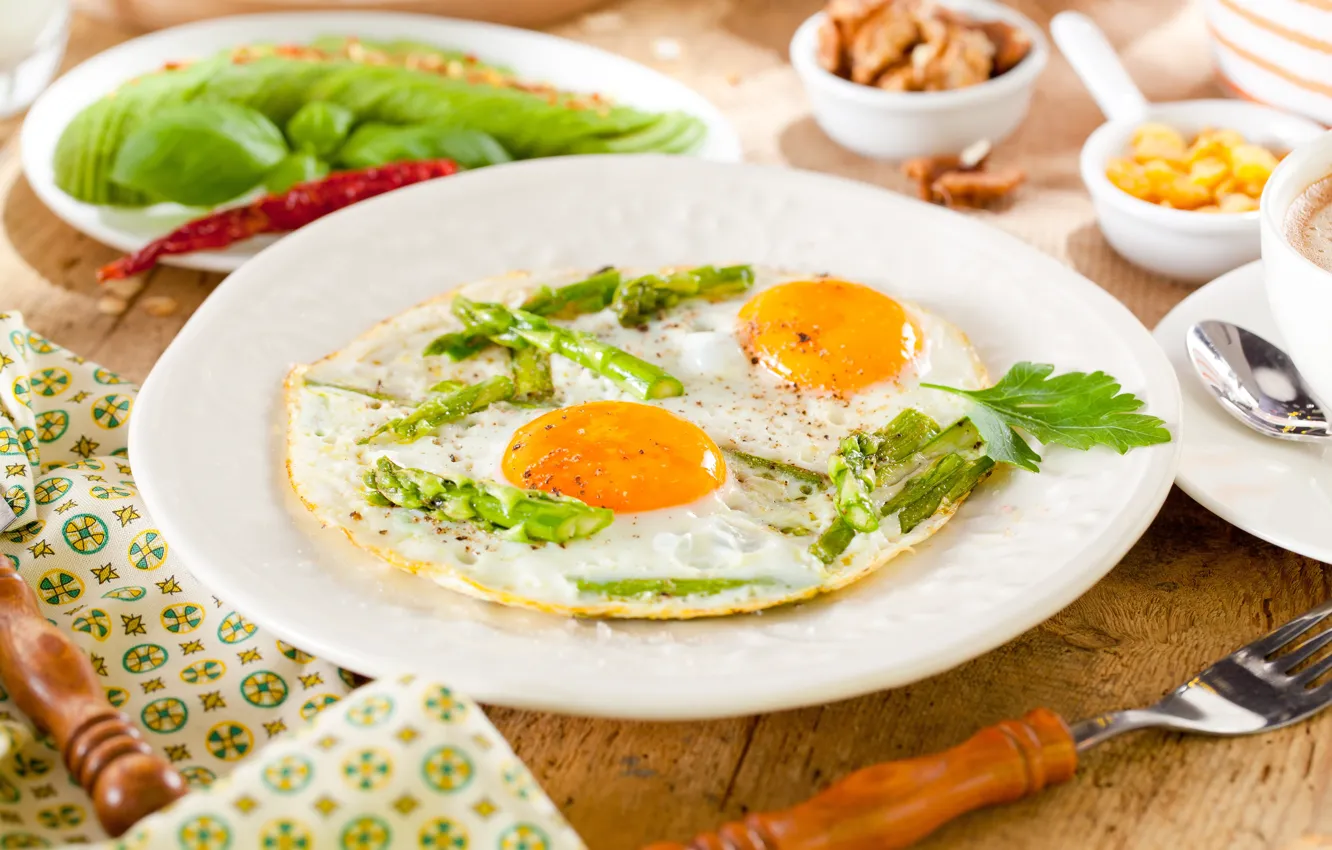 Photo wallpaper Breakfast, plate, scrambled eggs