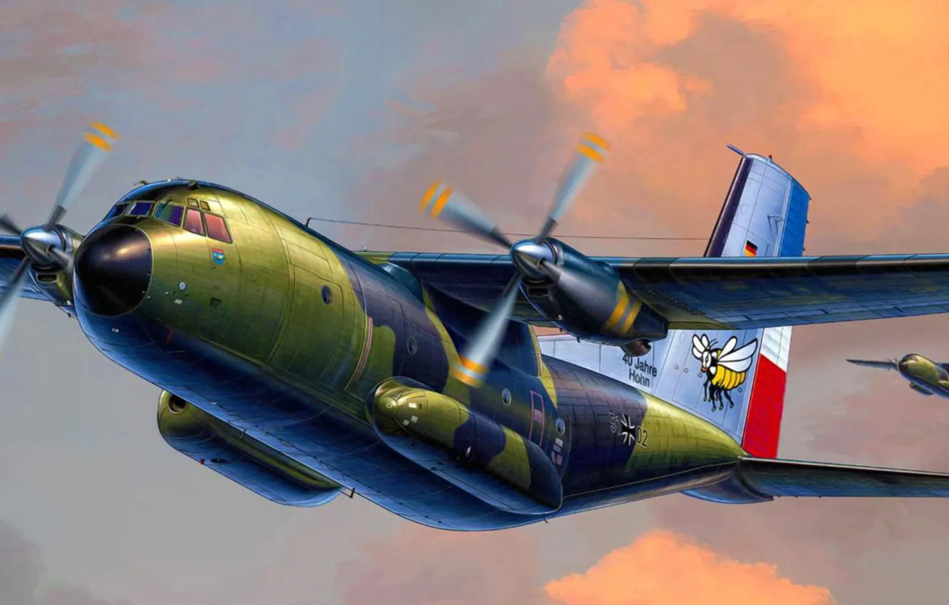 Photo wallpaper art, airplane, painting, aviation, Transall C-160
