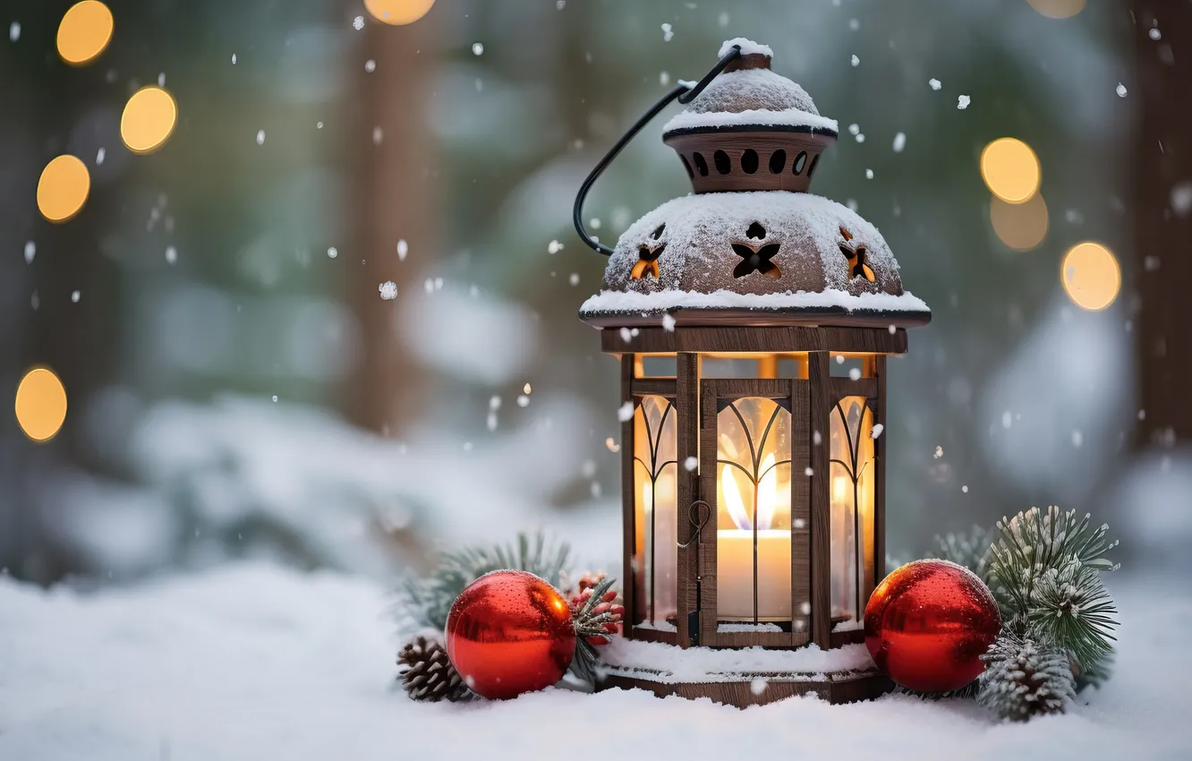Photo wallpaper winter, snow, decoration, Christmas, bumps, winter, snow, decoration
