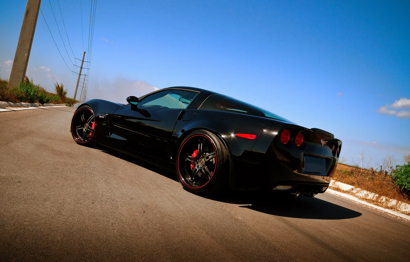 Photo wallpaper black, Z06, Corvette, Chevrolet, Chevrolet, black, Corvette, the rear part