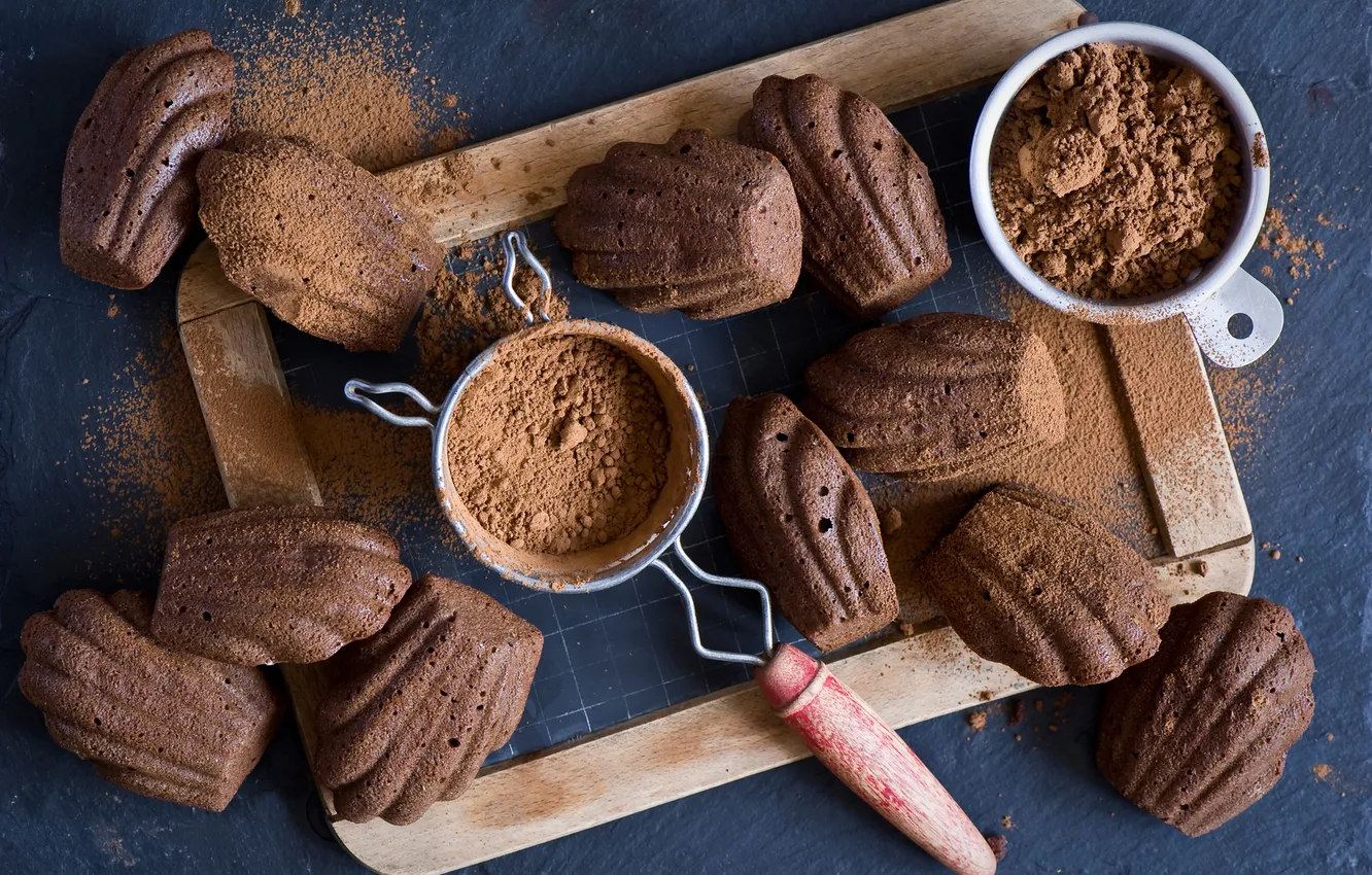 Photo wallpaper cupcakes, powder, chocolate madelens