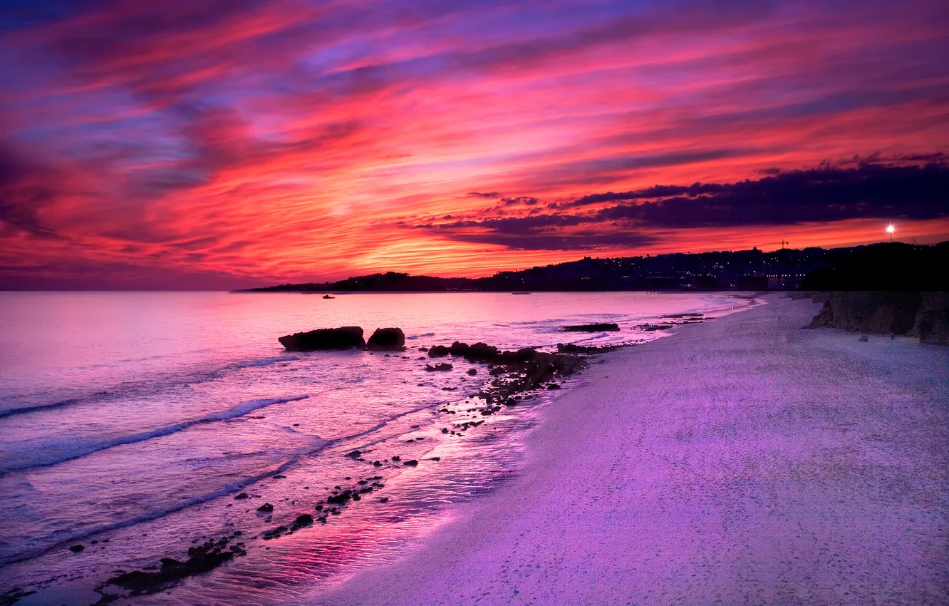 Photo wallpaper sea, the sky, sunset, shore
