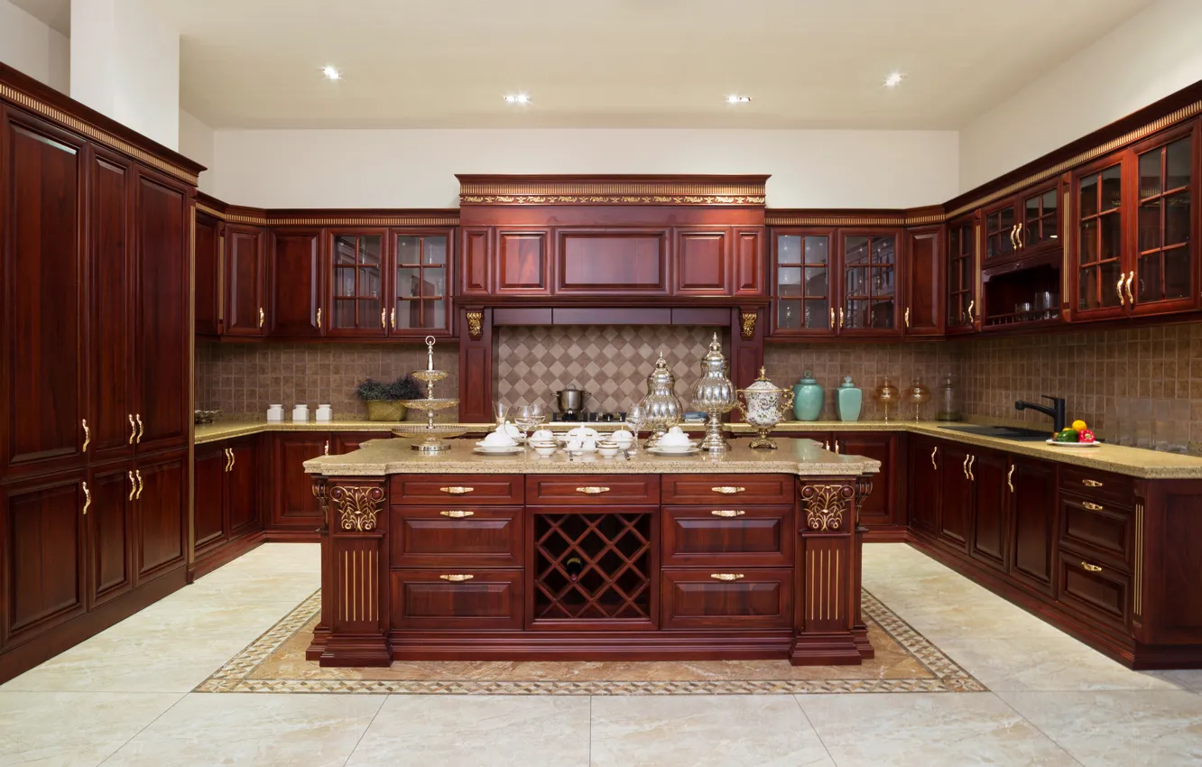 Photo wallpaper furniture, large, kitchen, design, kitchen, luxury
