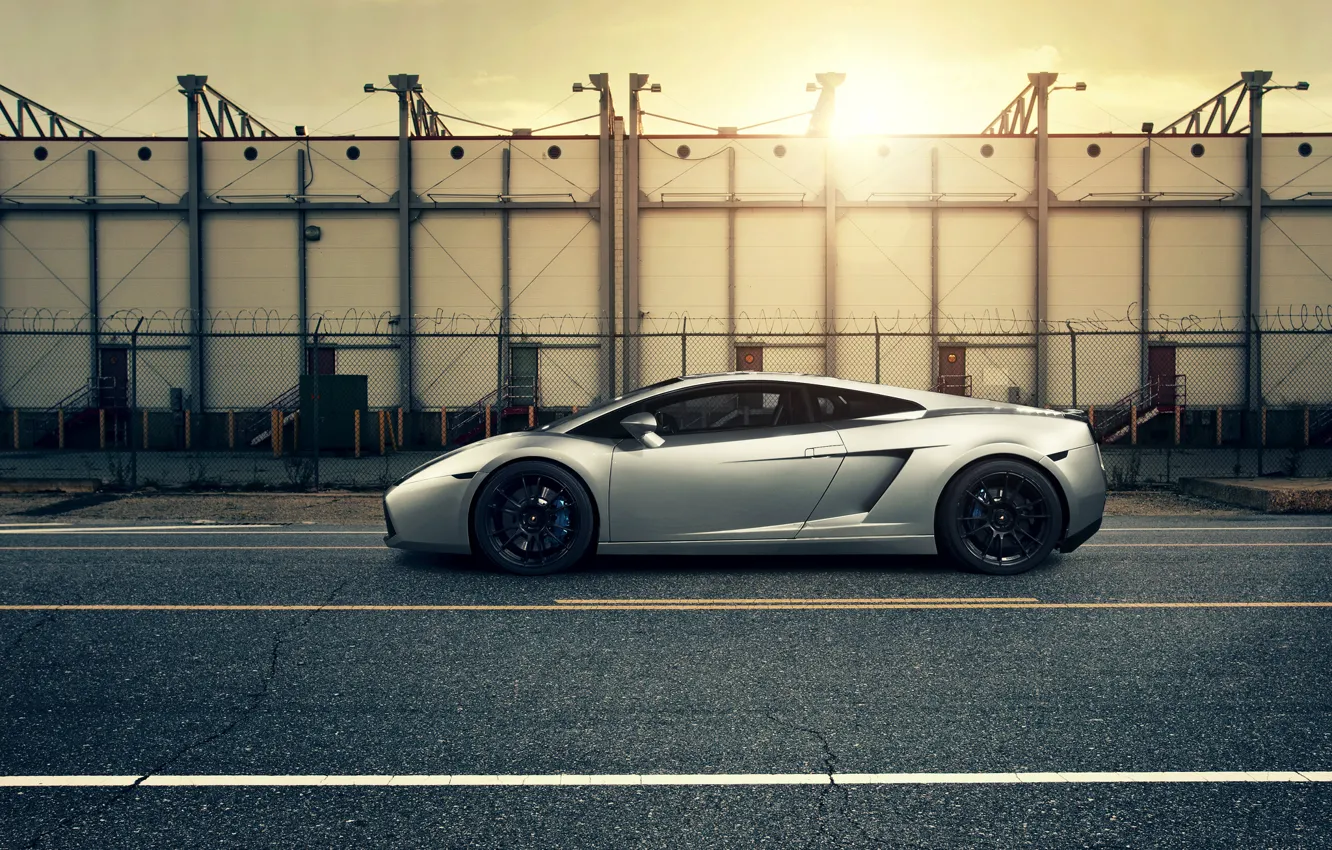 Photo wallpaper auto, sunset, Lamborghini gallardo