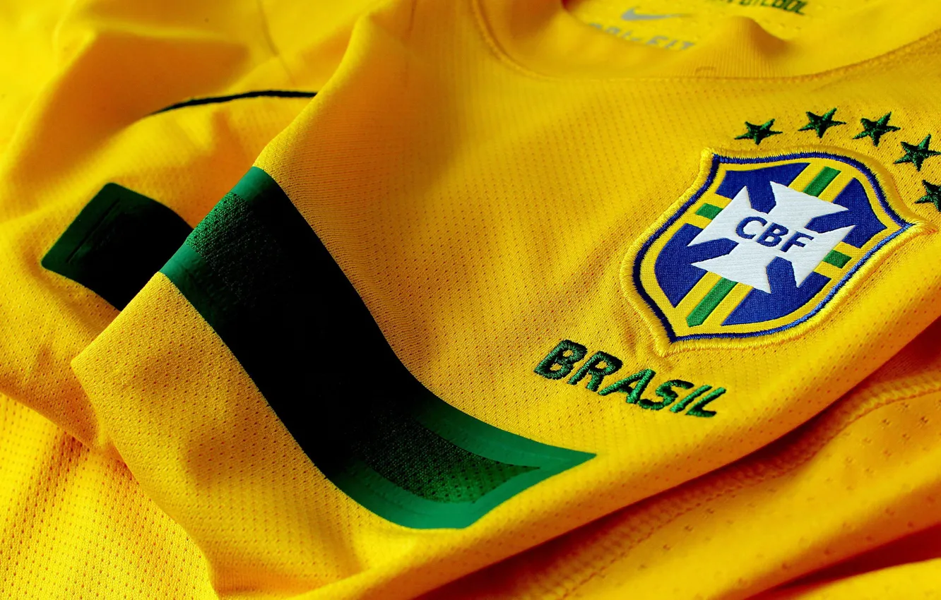 Photo wallpaper logo, football, Brasil, t-shirt